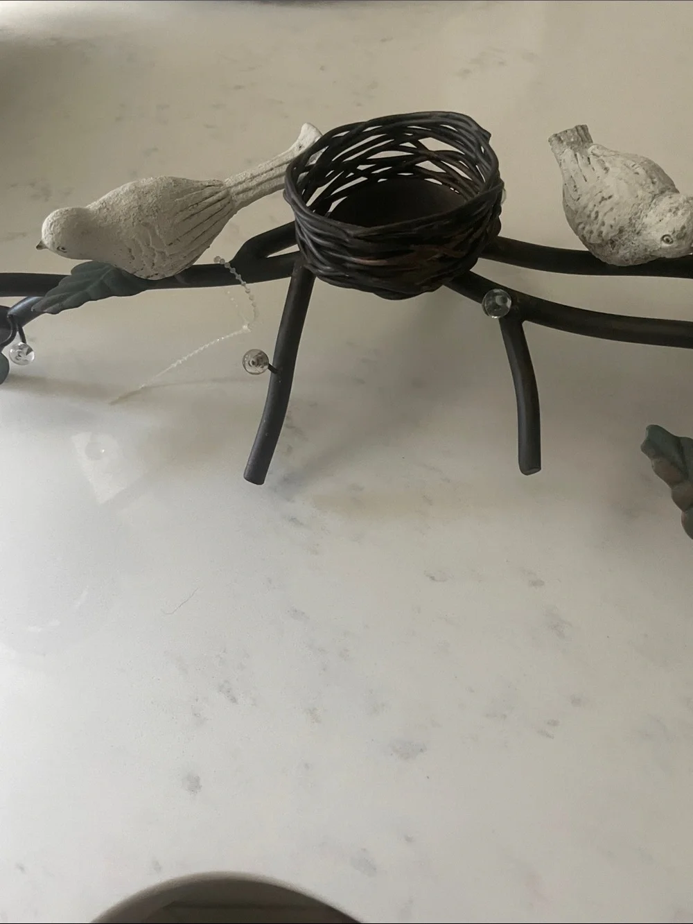 Bird Nest Tealight Centerpiece in Brown and White
